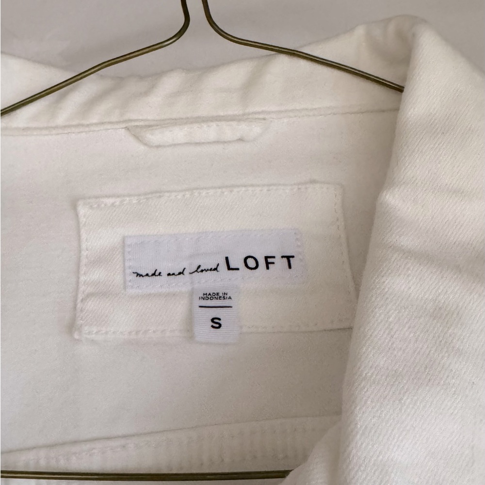 ANN TAYLOR LOFT WHITE DENIM TRUCKER JEAN JACKET SIZE S - Picture 7 of 8